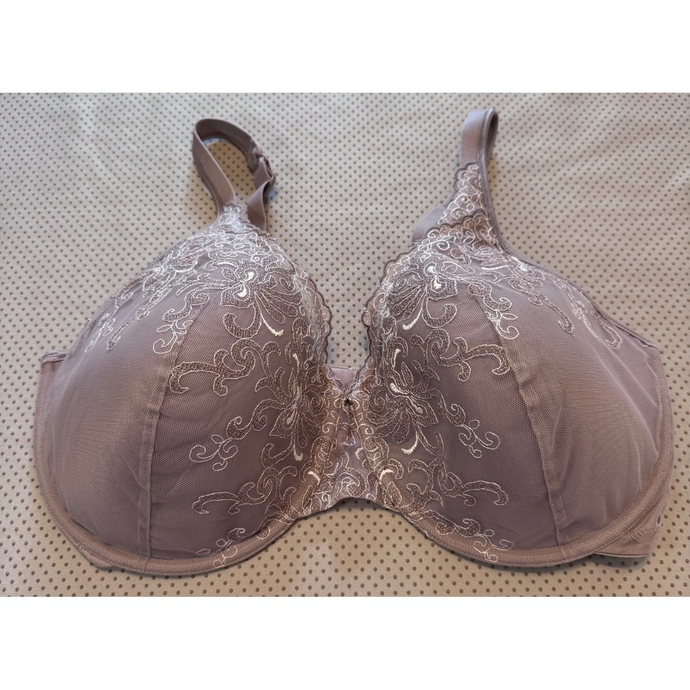 Playtex Secrets Mauve Taupe Embroidered Lace Underwire Bra 4513 42DD